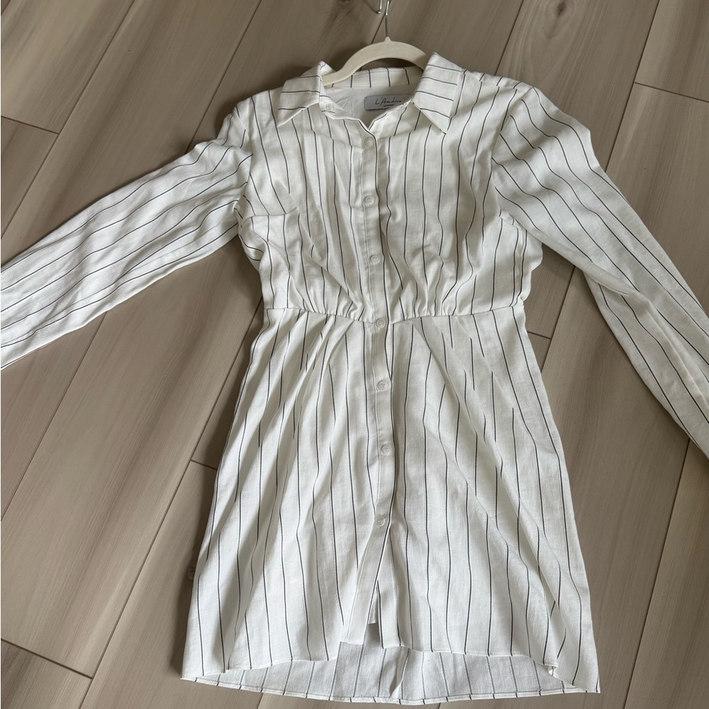 L'Academie Ivory and Black Striped Shirt - Picture 4 of 6